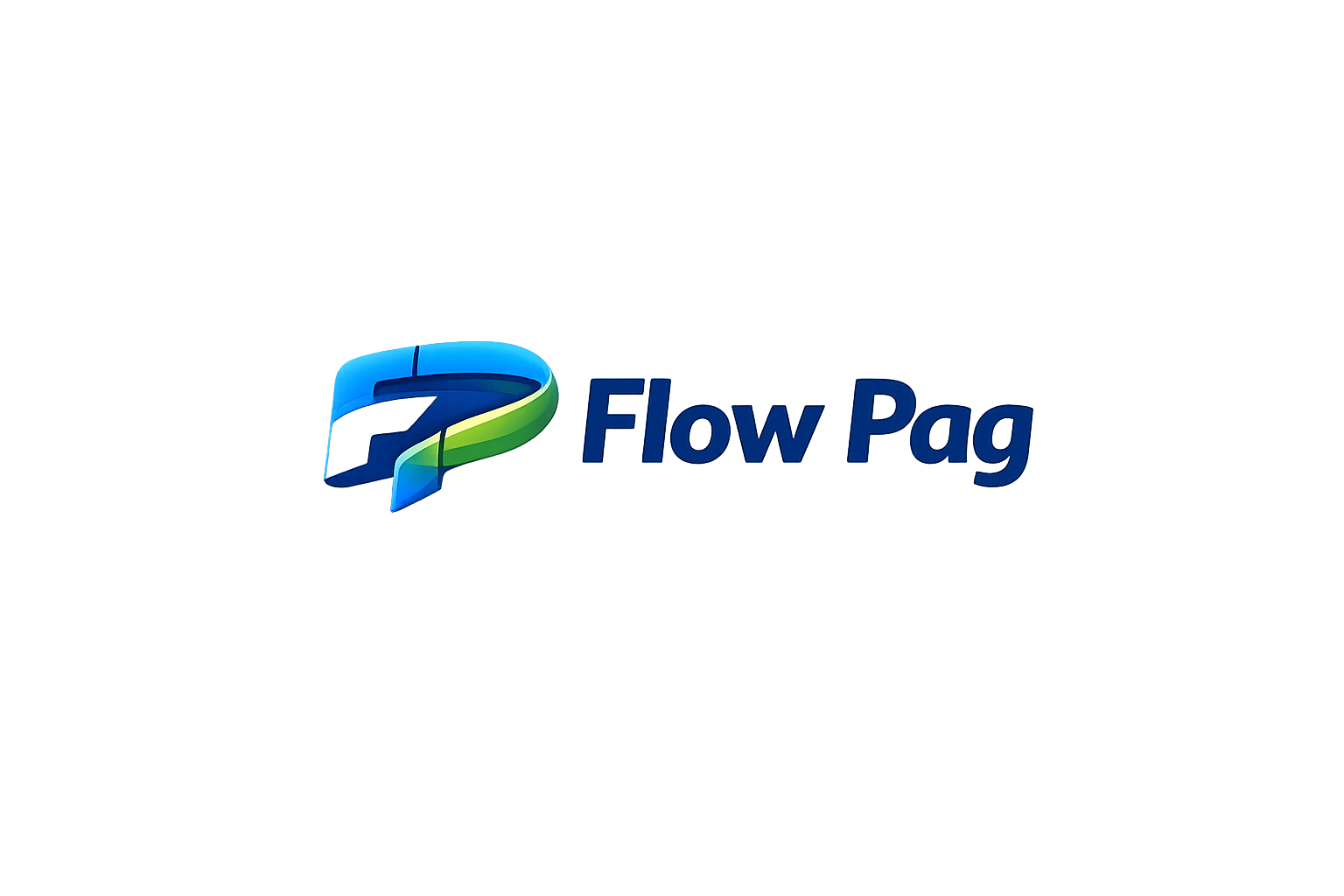 Logotipo com número 7 estilizado em tons de azul e verde, seguido pelo texto 'Flow Pag' em azul escuro.